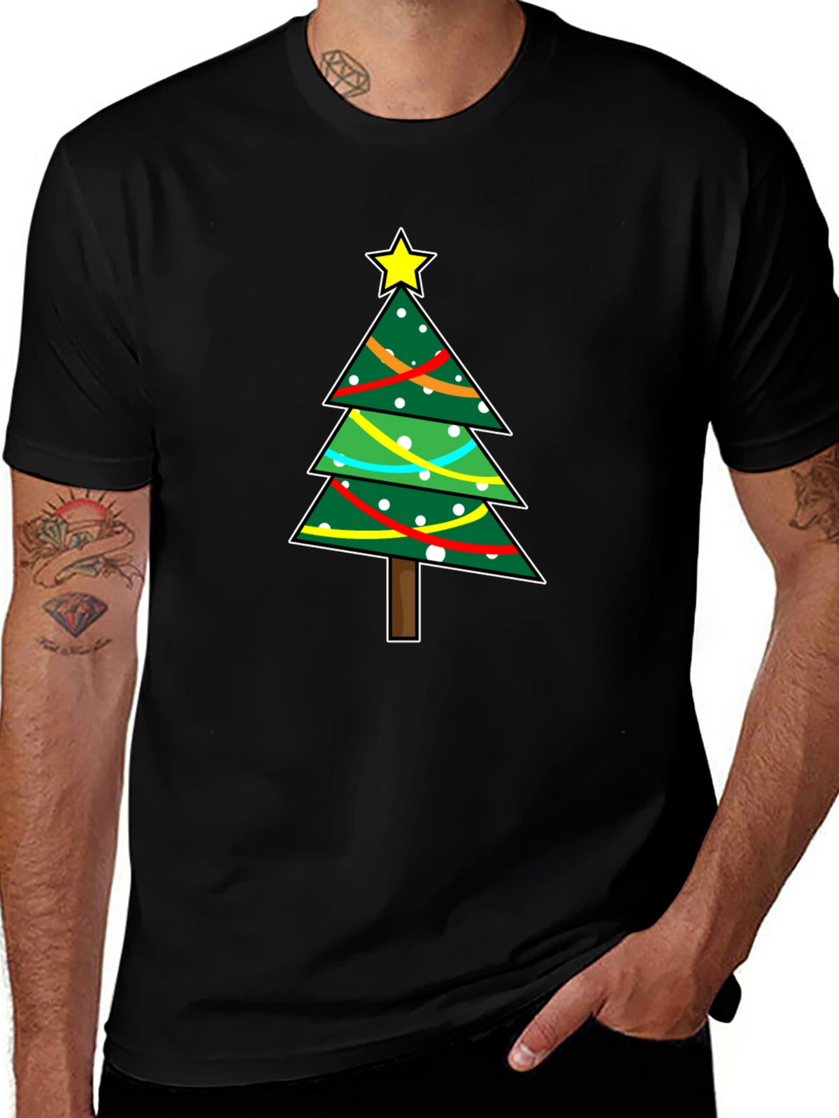 Festive Christmas Tree Graphic T-Shirt