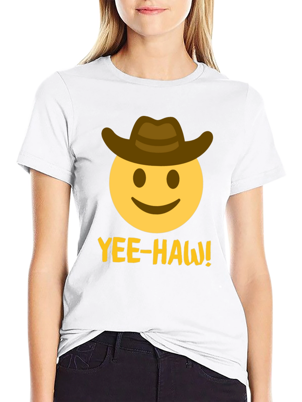 Yee-Haw Emoji Cowboy T-Shirt - Black