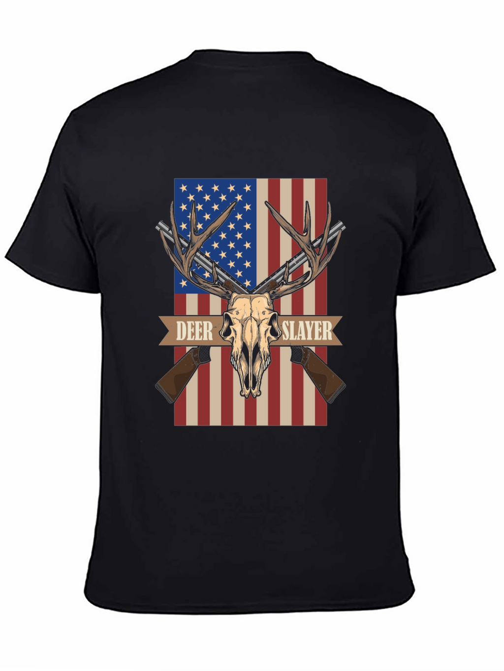 Deer Slayer Graphic T-Shirt - American Flag Hunting Tee