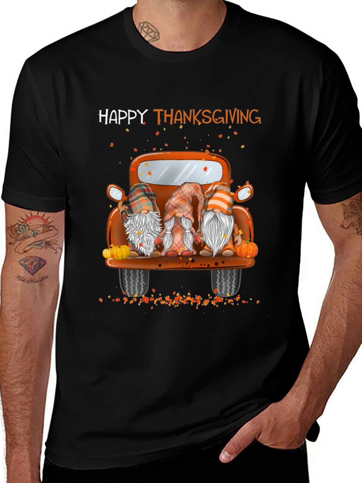 Happy Thanksgiving Truck Gnomes Graphic Tee