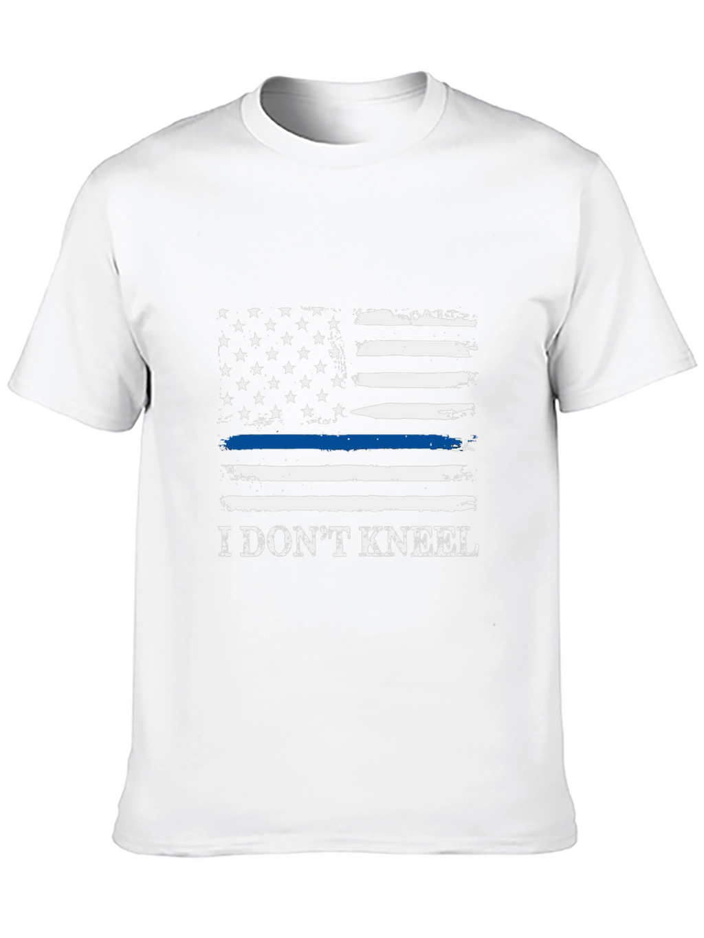 I Dont Kneel Thin Blue Line American Flag T-Shirt