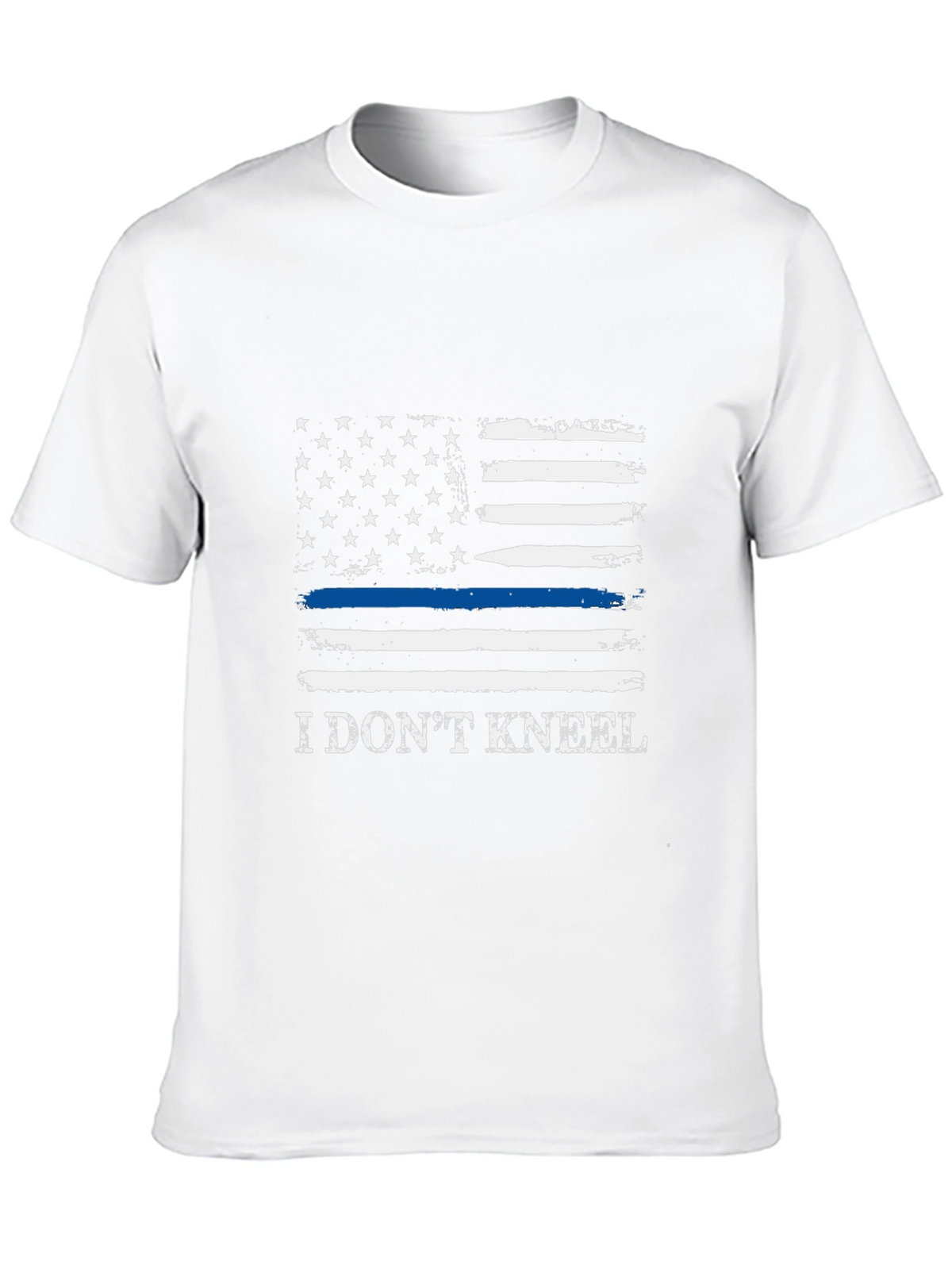 I Dont Kneel Thin Blue Line American Flag T-Shirt