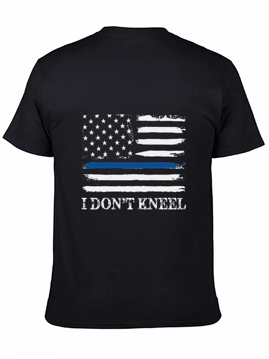 I Dont Kneel Thin Blue Line American Flag T-Shirt