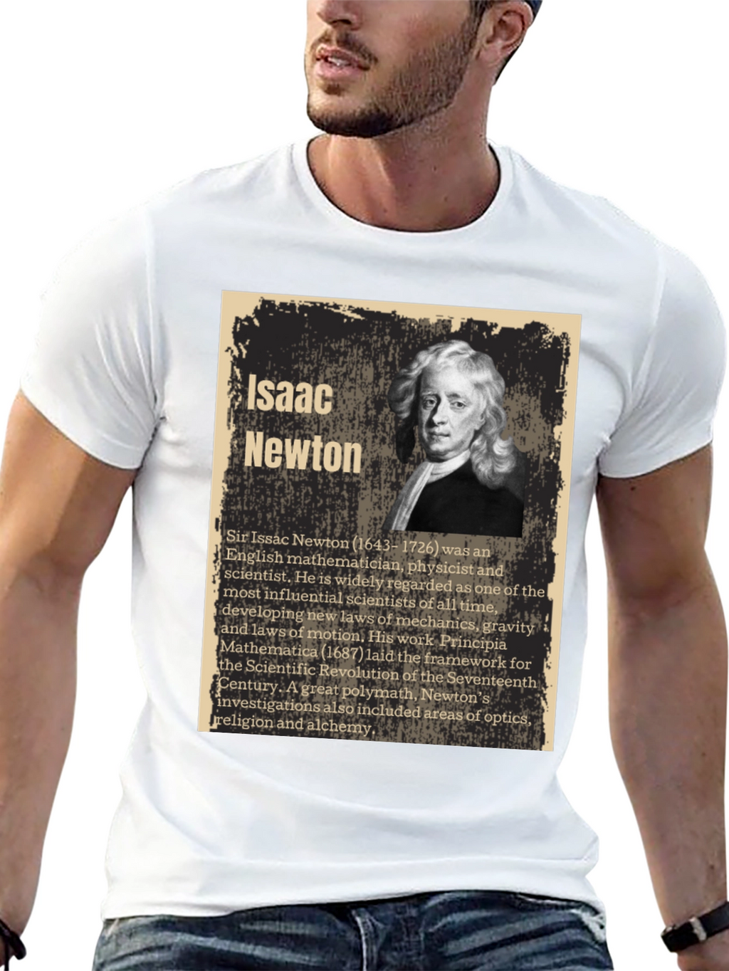 Isaac Newton Portrait Graphic T-Shirt