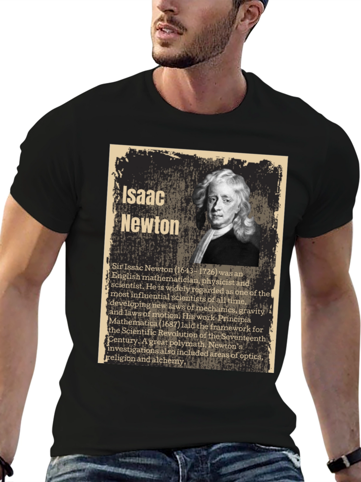 Isaac Newton Portrait Graphic T-Shirt