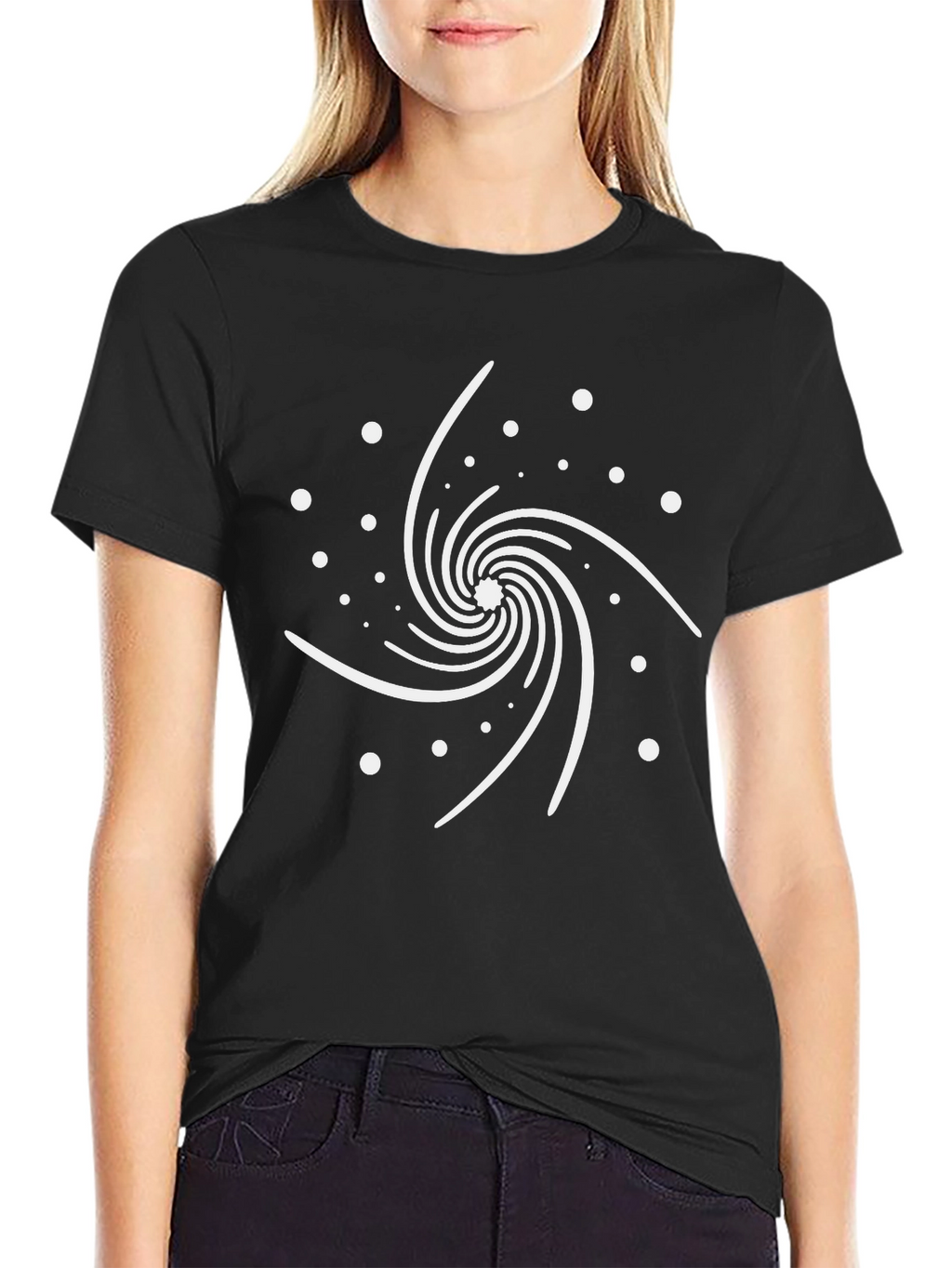 Cosmic Spiral Graphic Tee - Modern Black T-Shirt