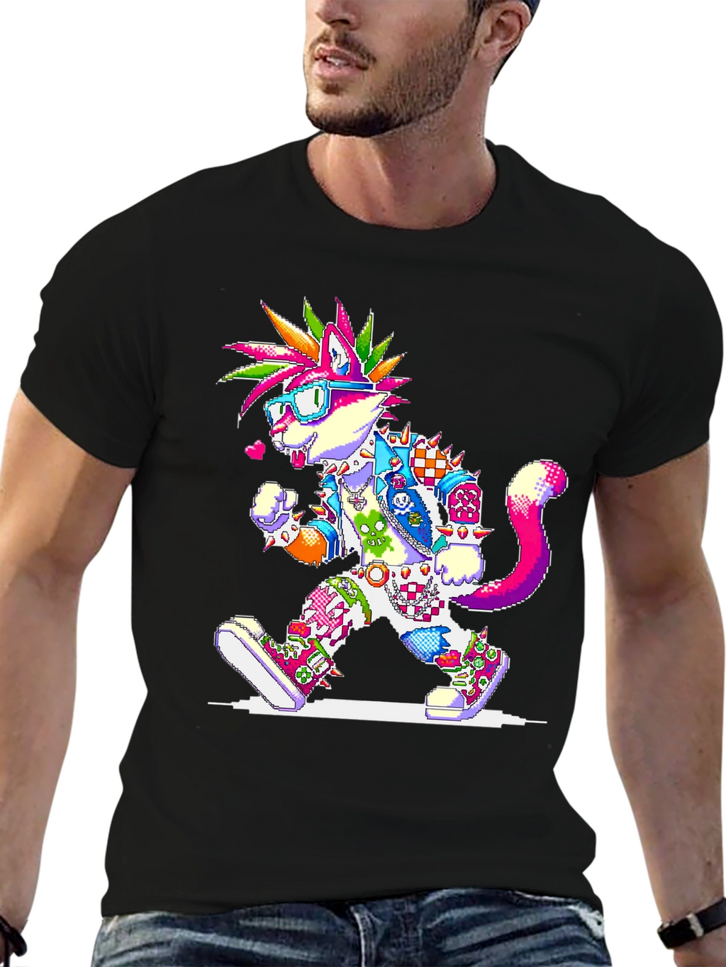 Pixel Punk Cat T-Shirt