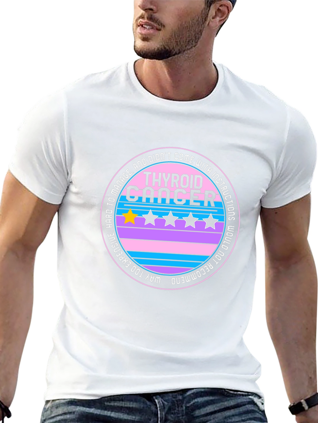 Thyroid Cancer One-Star Review Graphic T-Shirt