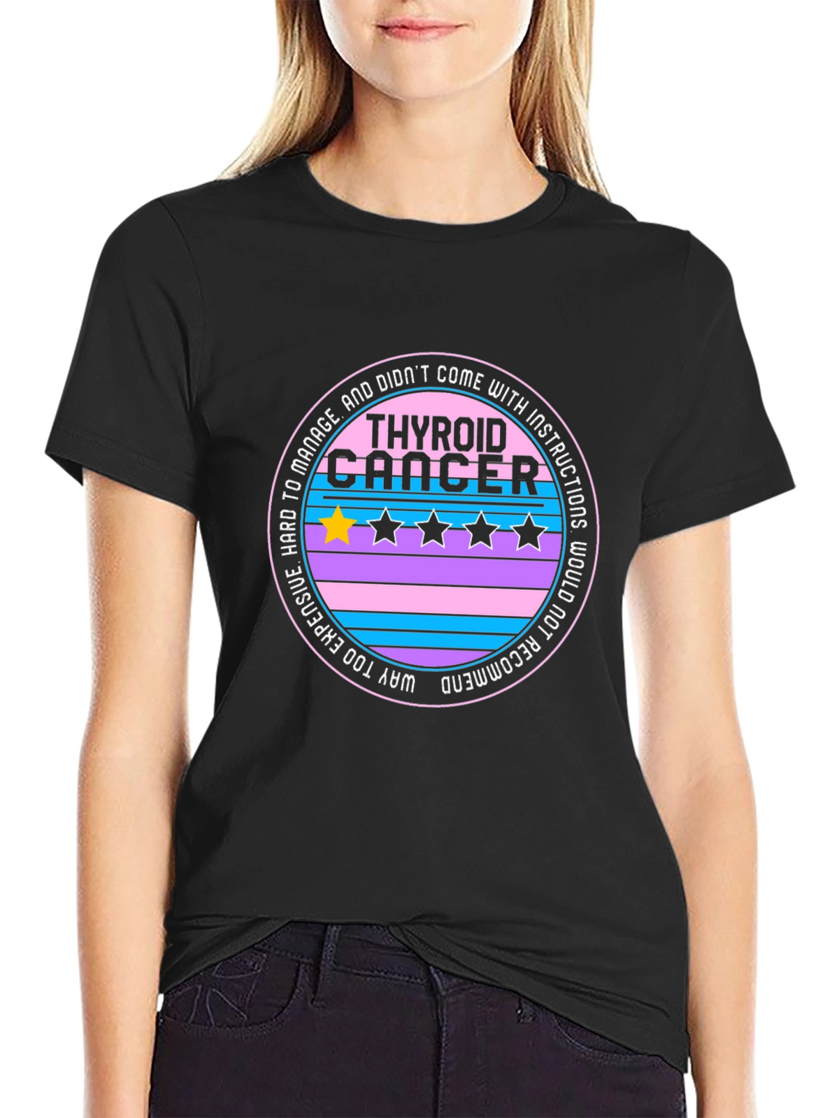 Thyroid Cancer One-Star Review Graphic T-Shirt