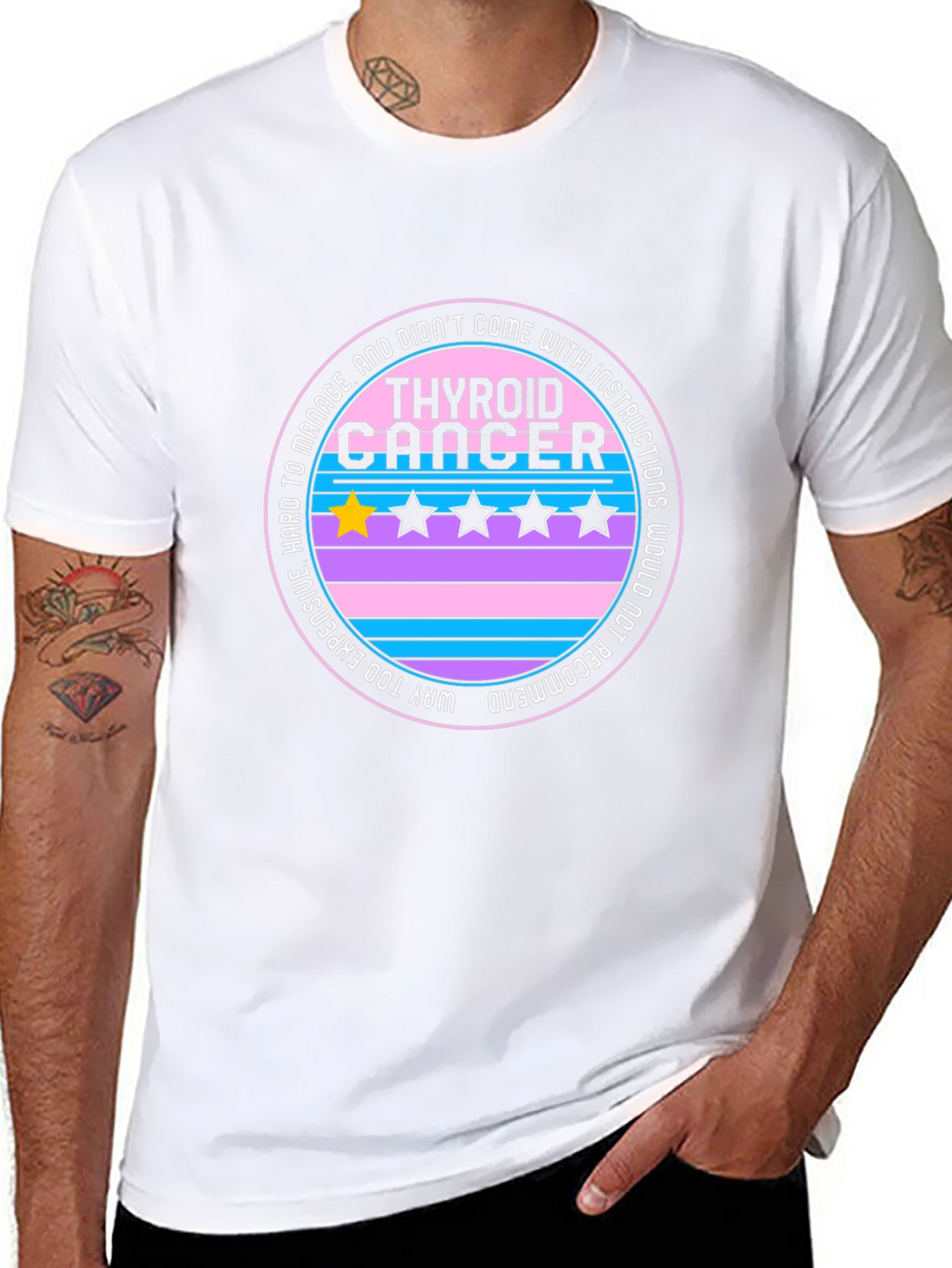 Thyroid Cancer One-Star Review Graphic T-Shirt