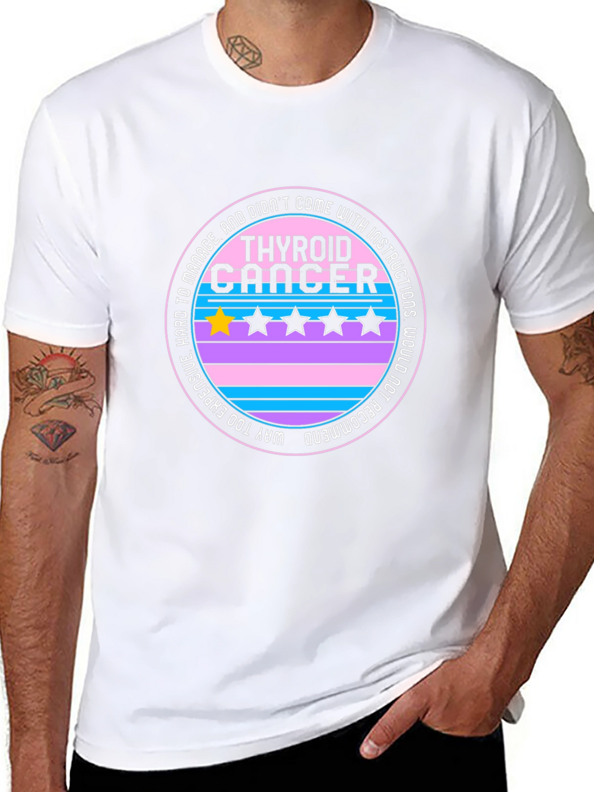 Thyroid Cancer One-Star Review Graphic T-Shirt