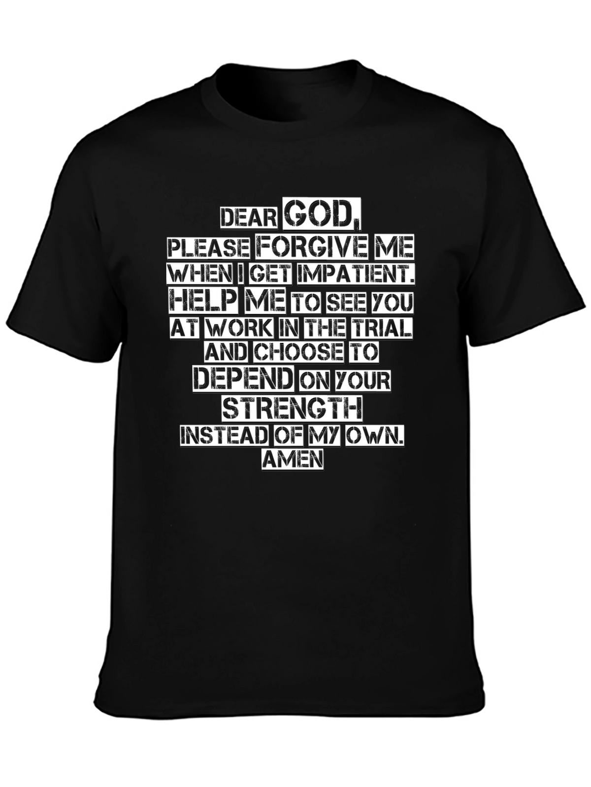 Dear God Prayer Black T-Shirt