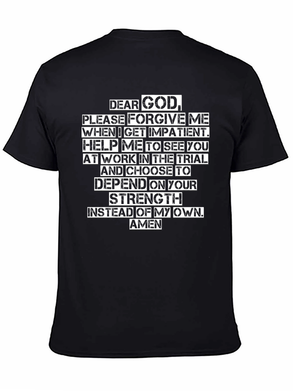 Dear God Prayer Black T-Shirt