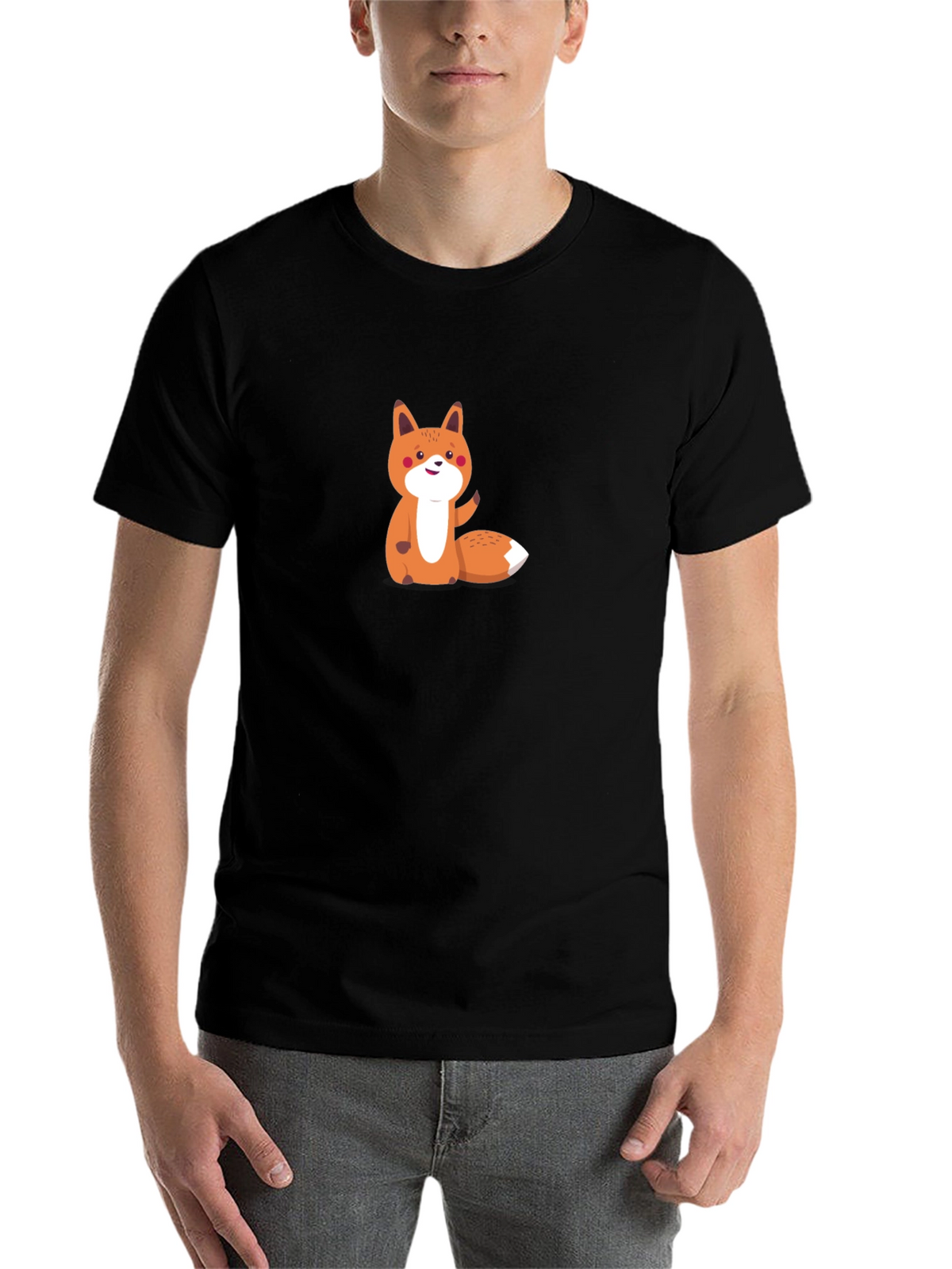 Cute Fox Graphic Tee - Mens Black T-Shirt