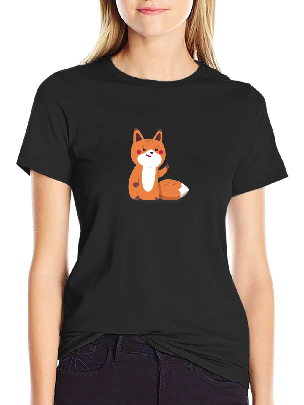 Cute Fox Graphic Tee - Mens Black T-Shirt