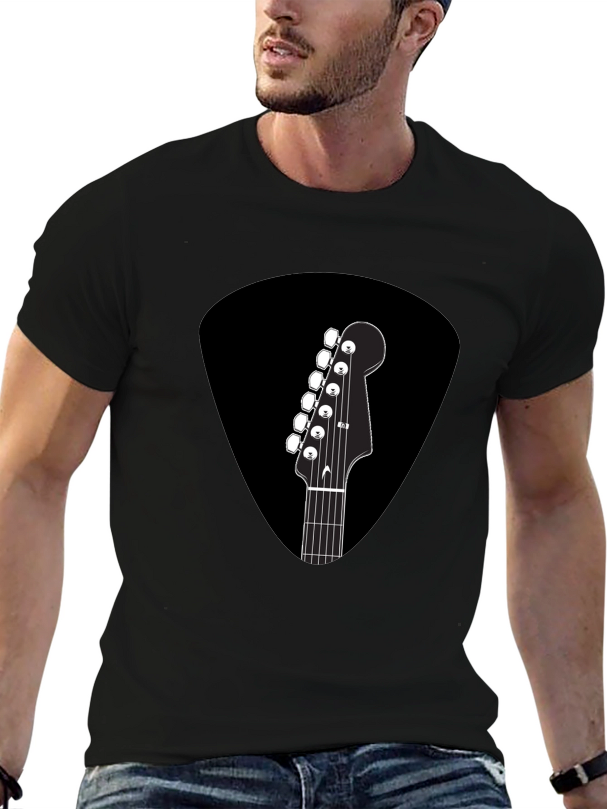 Guitar Pick T-Shirt - Musical Headstock Design