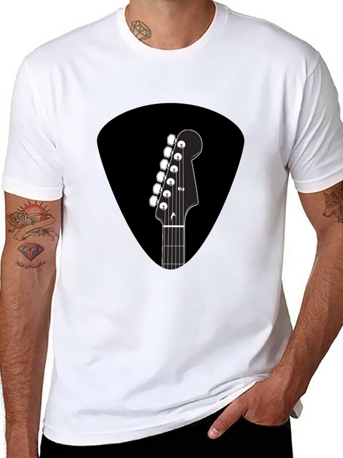 Guitar Pick T-Shirt - Musical Headstock Design