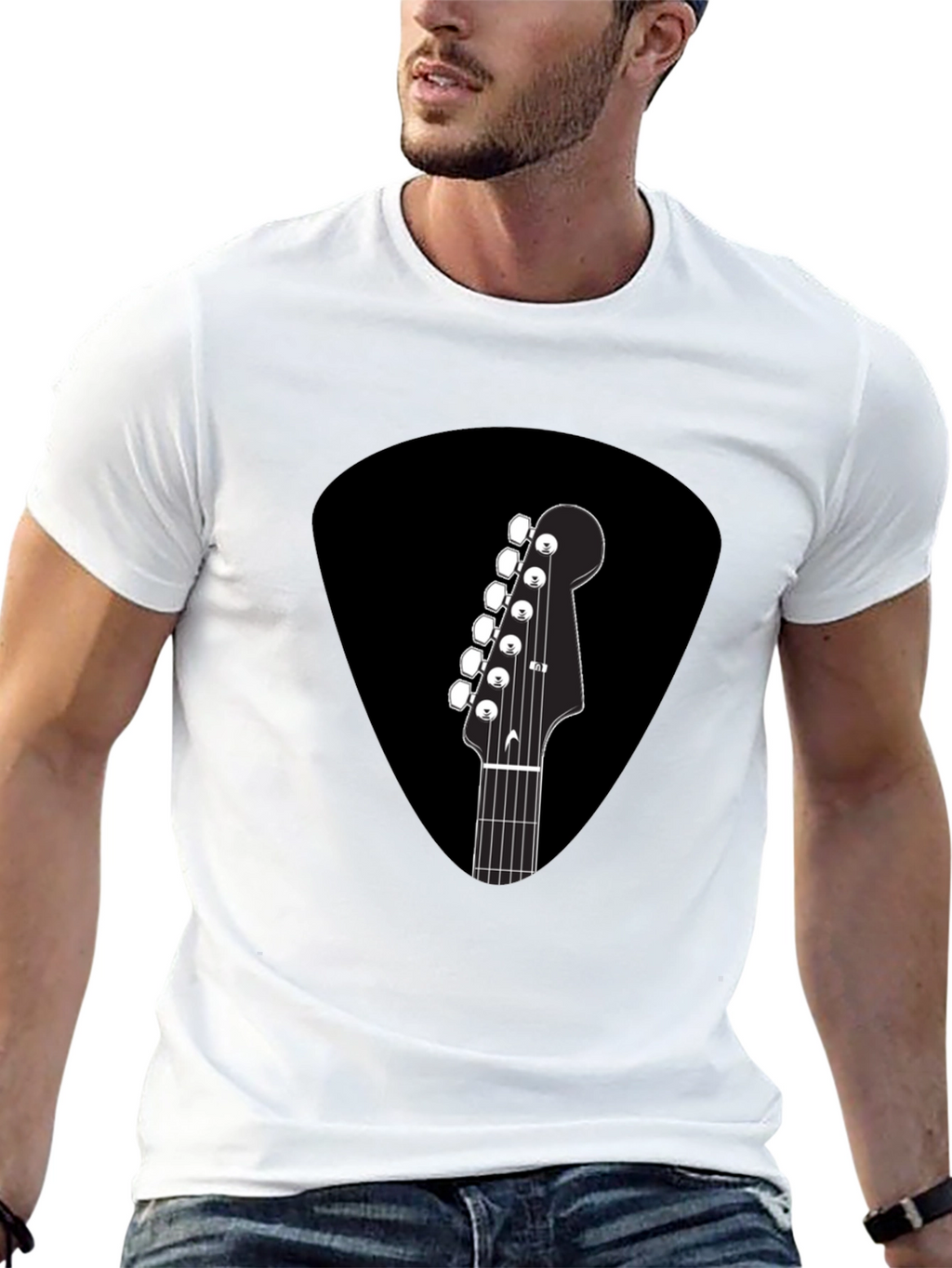 Guitar Pick T-Shirt - Musical Headstock Design