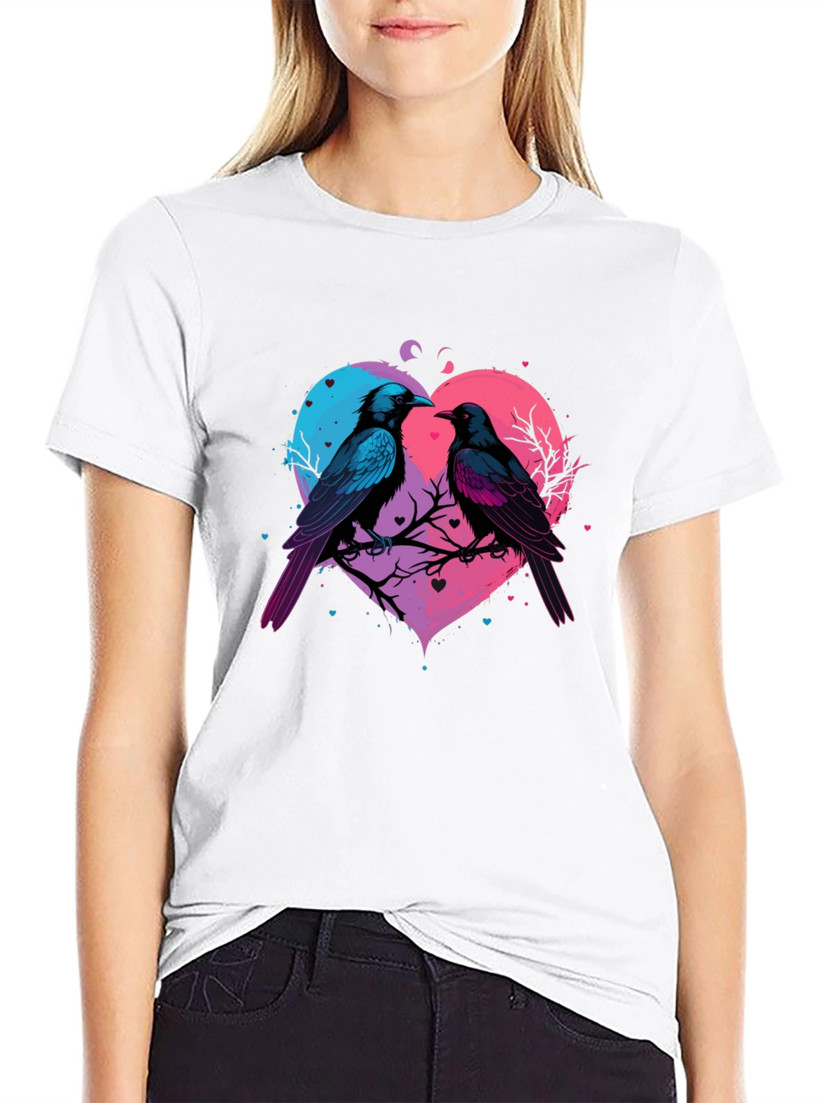 Love Birds Heart Graphic T-Shirt