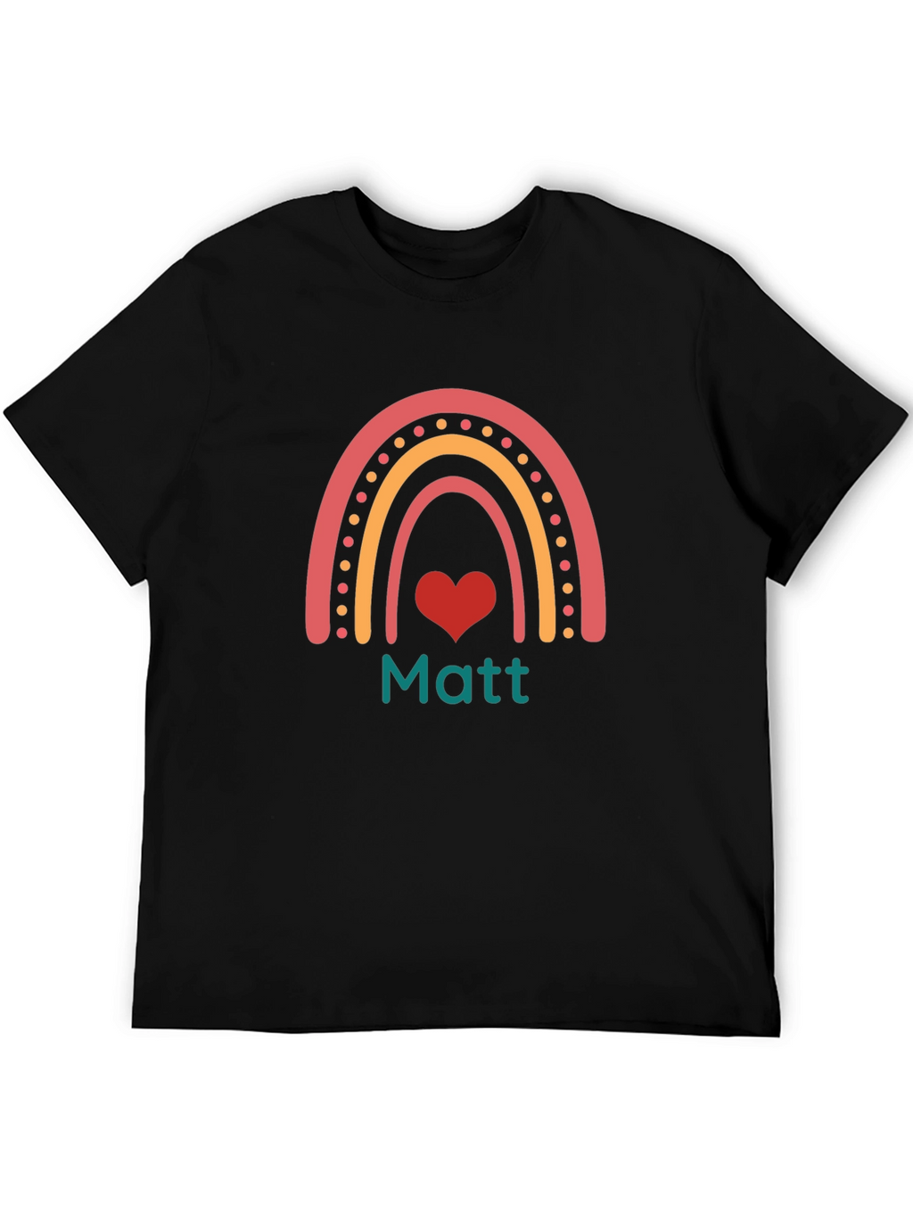 Matt Rainbow Heart Graphic Tee - Black