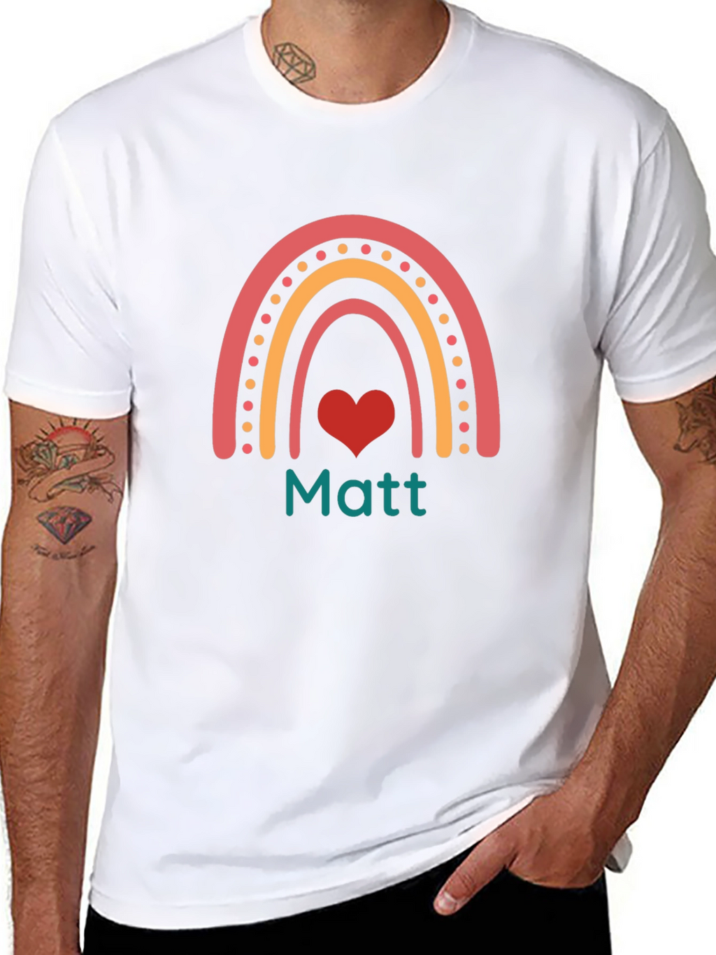 Matt Rainbow Heart Graphic Tee - Black