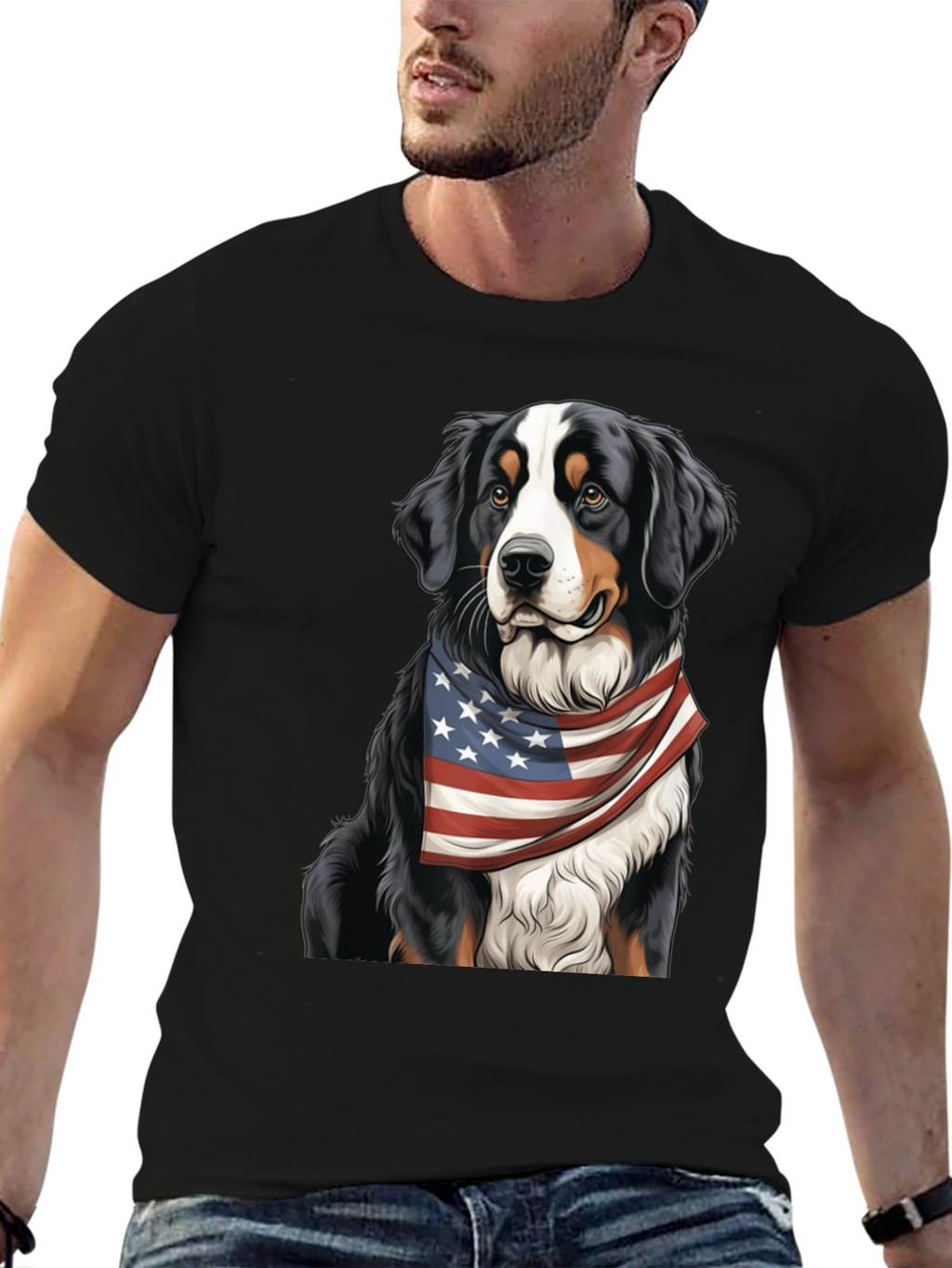 Patriotic Bernese Mountain Dog T-Shirt