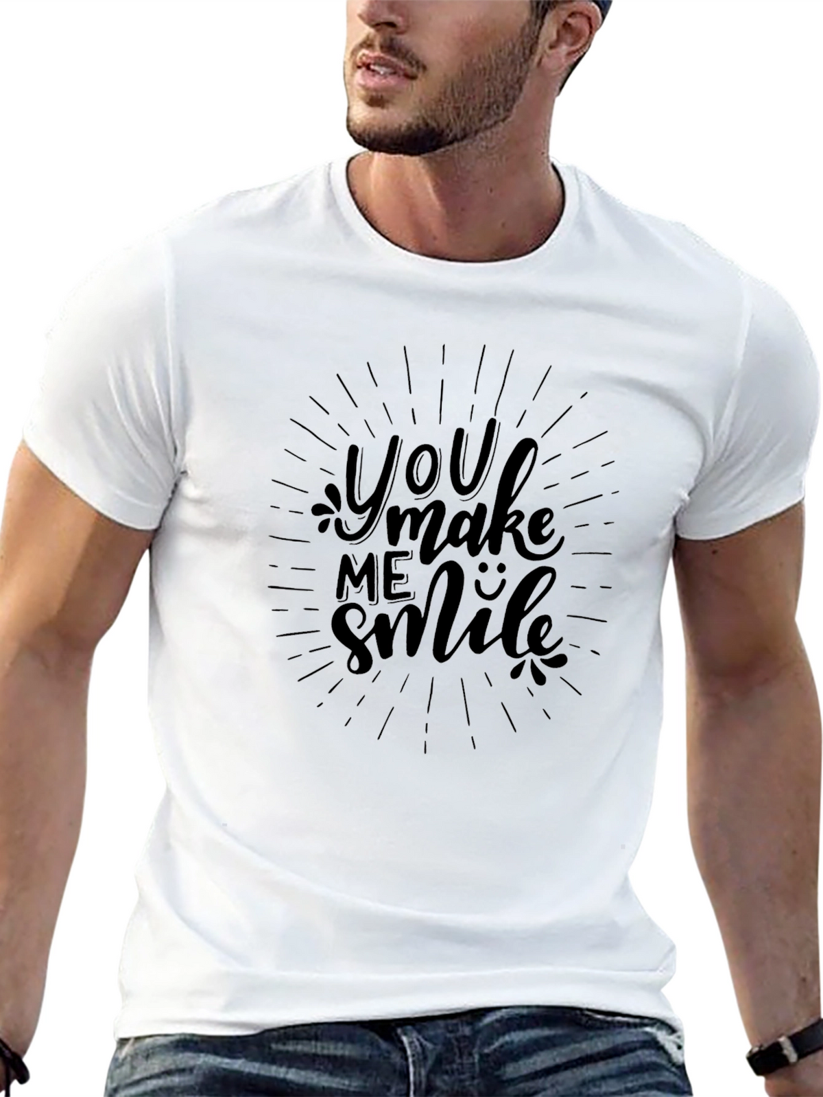 You Make Me Smile Graphic Tee - Black