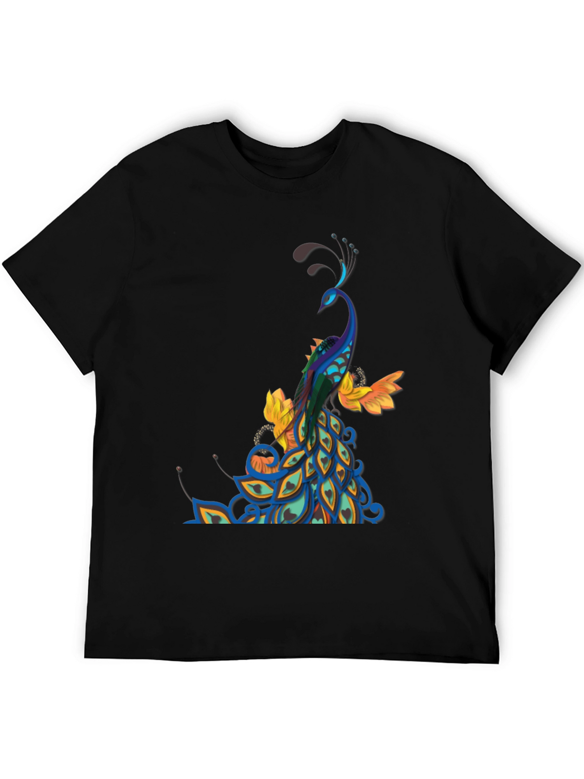 Peacock Graphic Black T-Shirt