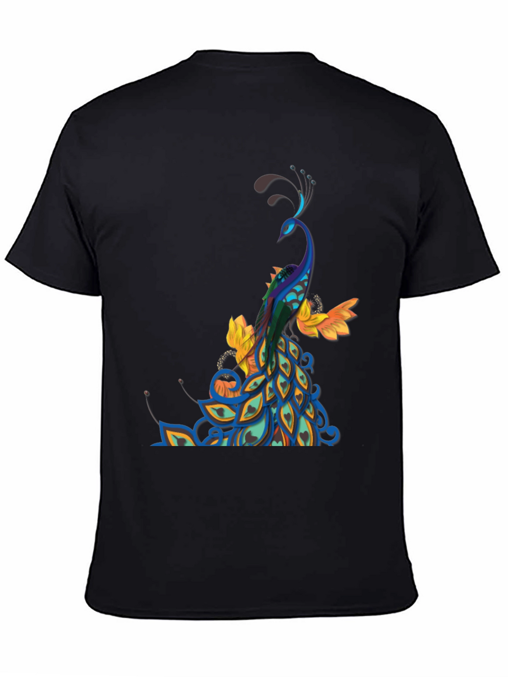 Peacock Graphic Black T-Shirt