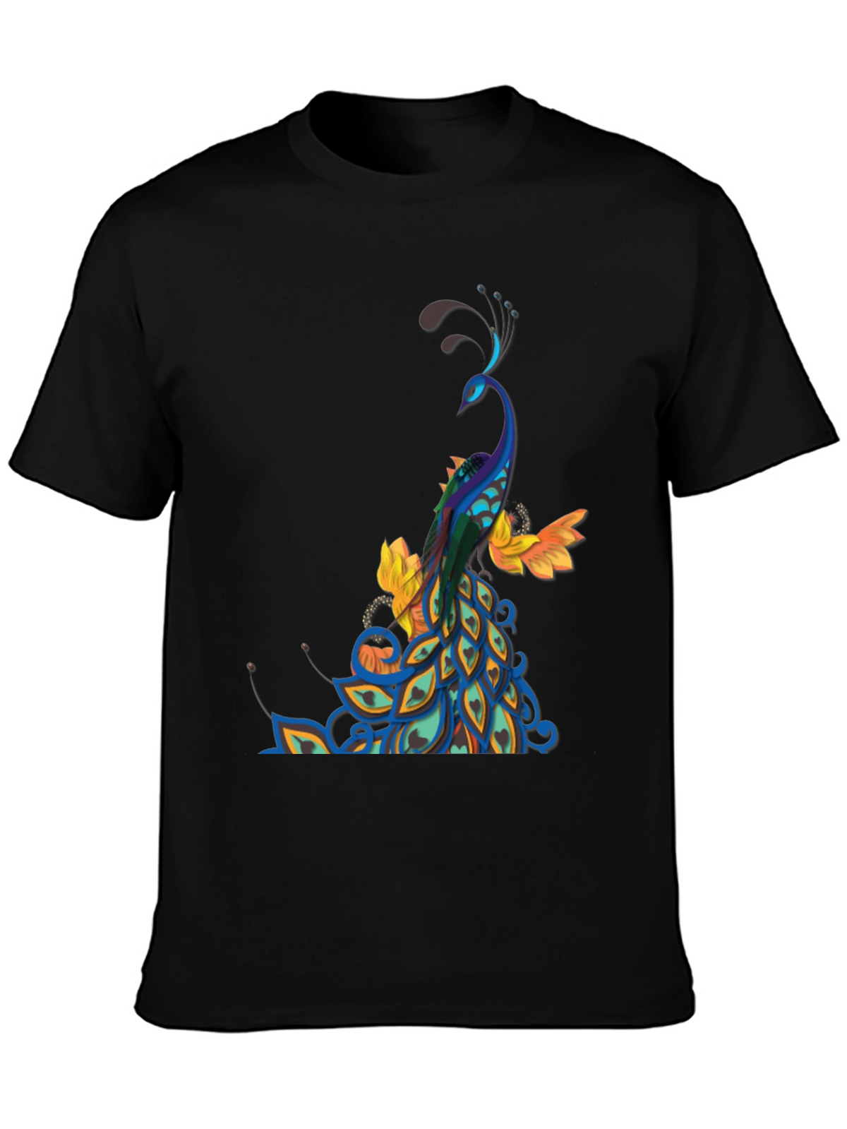 Peacock Graphic Black T-Shirt