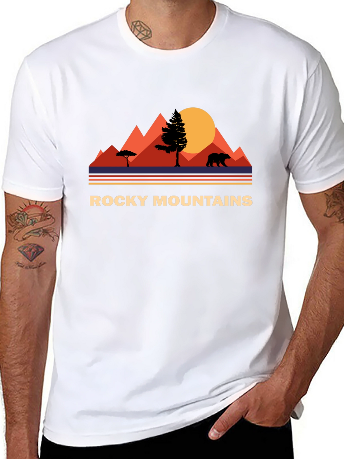 Rocky Mountains Bear Graphic Tee - Nature Adventure Shirt