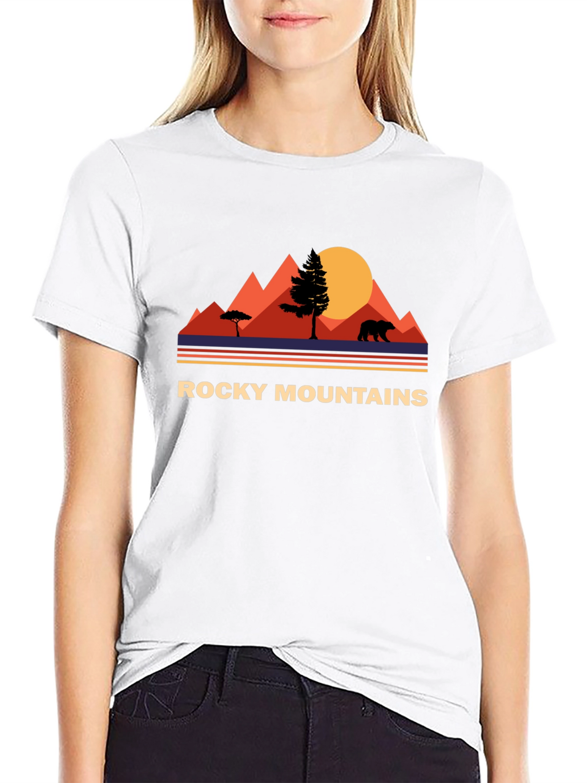 Rocky Mountains Bear Graphic Tee - Nature Adventure Shirt