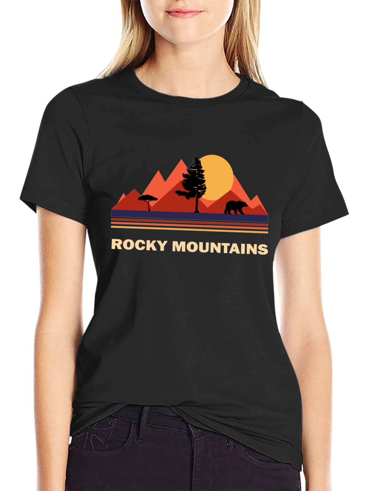 Rocky Mountains Bear Graphic Tee - Nature Adventure Shirt