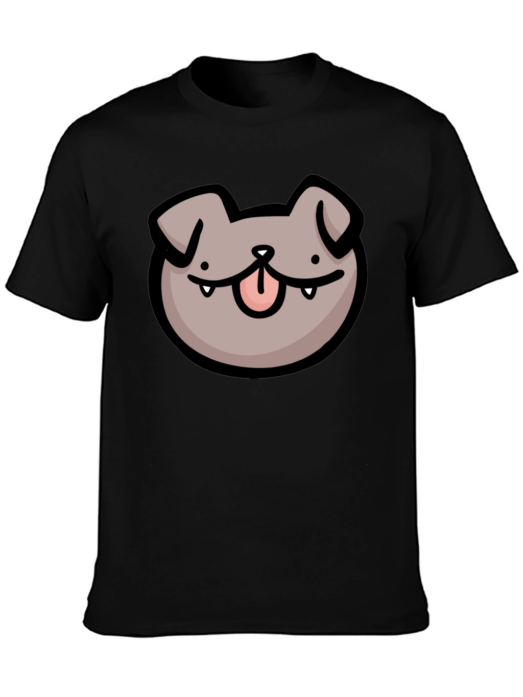 Dog Face Cartoon Black T-Shirt