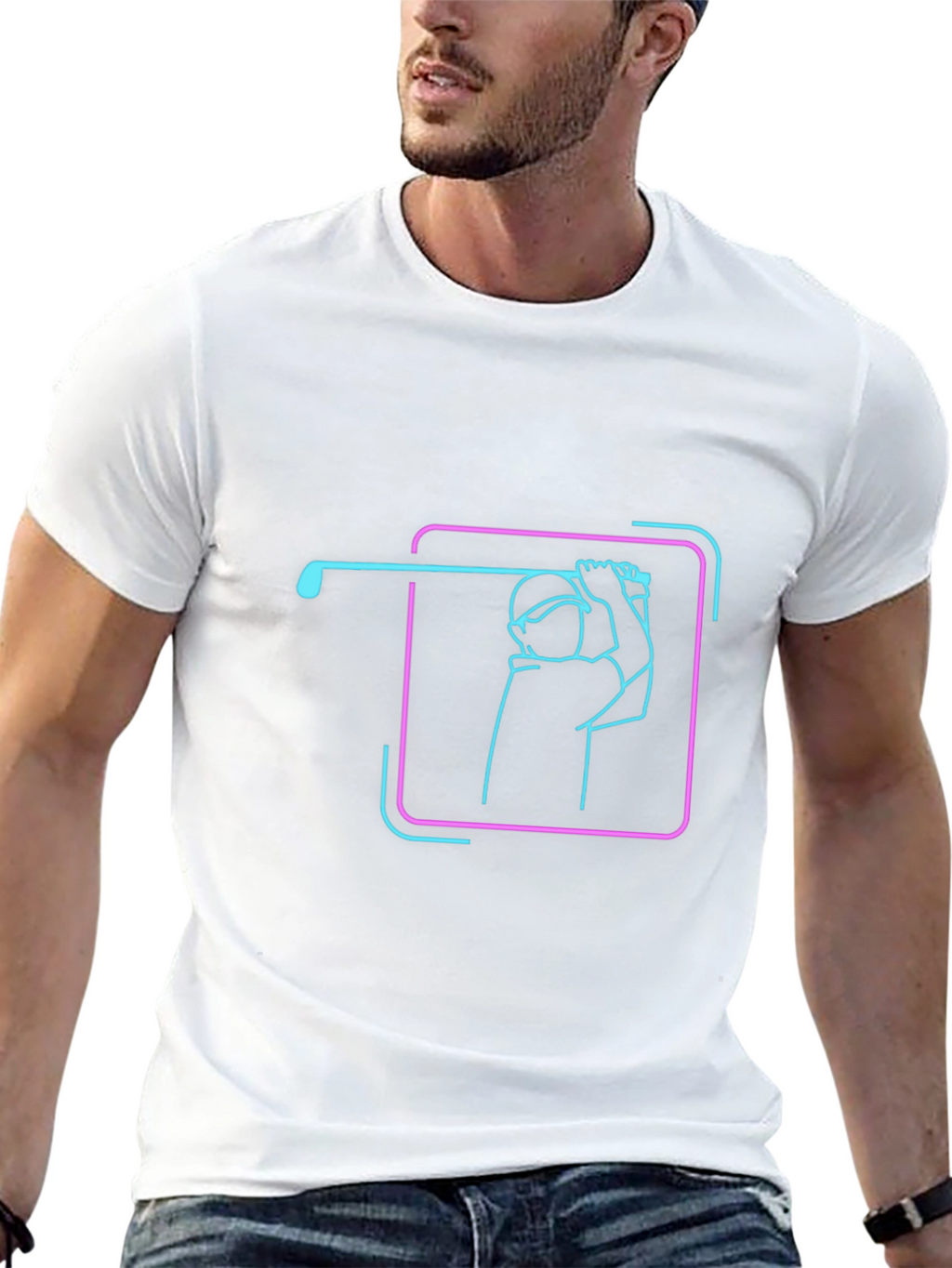 Neon Golf Swing Graphic Tee