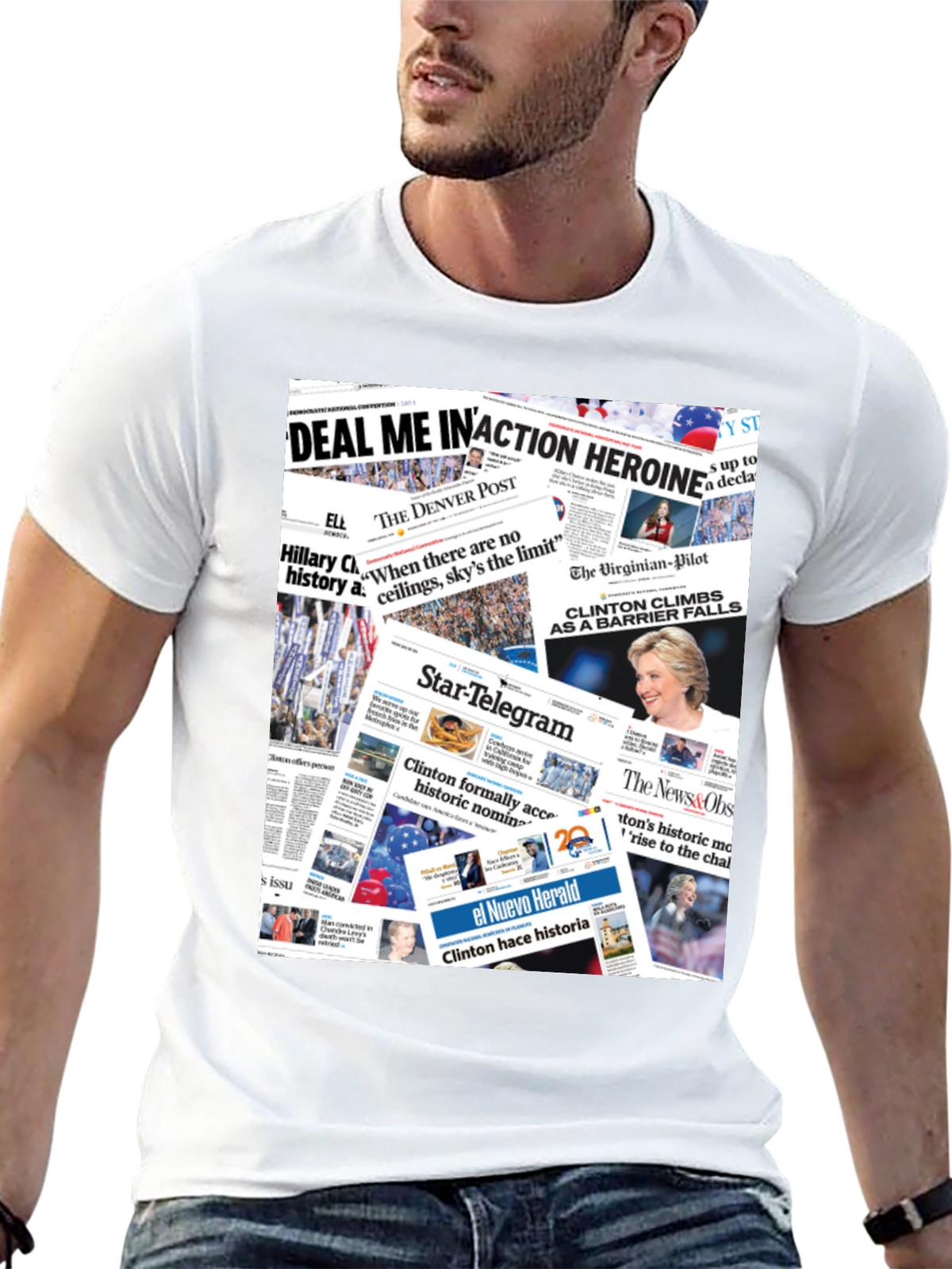 Newspaper Print Graphic Tee - Political Statement T-Shirt