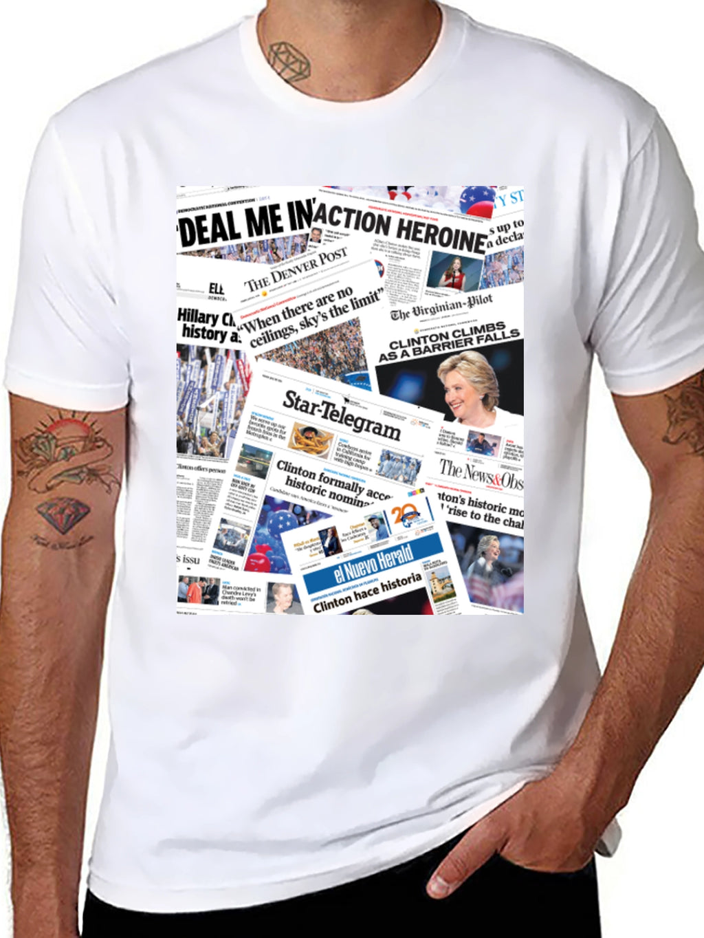 Newspaper Print Graphic Tee - Political Statement T-Shirt