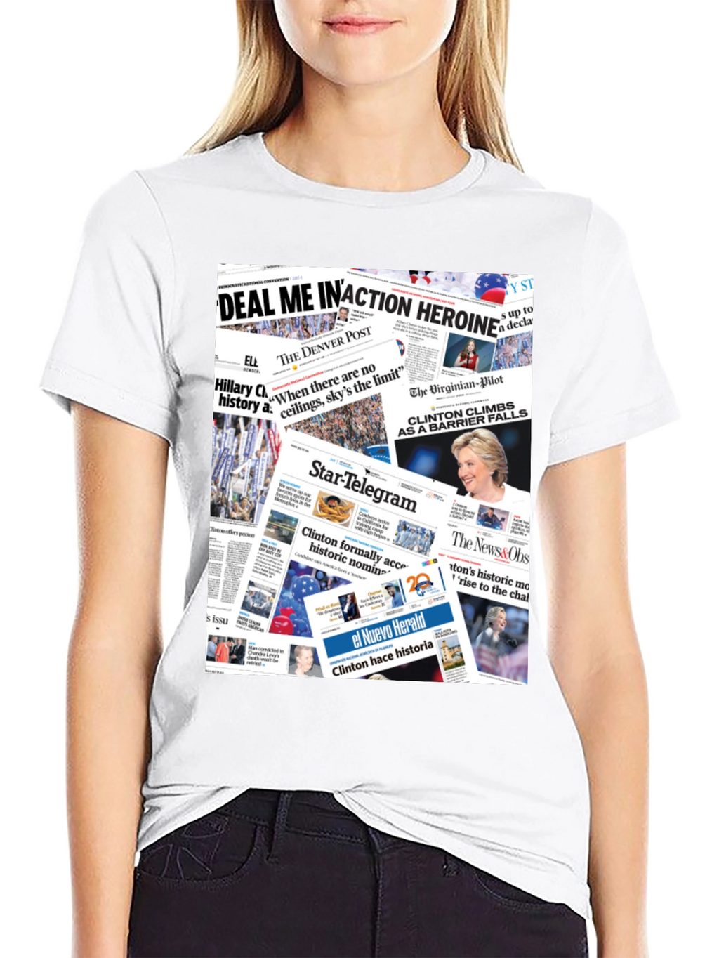 Newspaper Print Graphic Tee - Political Statement T-Shirt