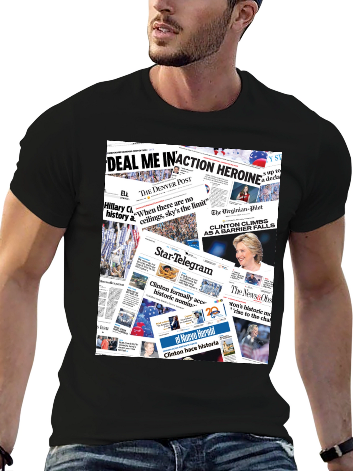 Newspaper Print Graphic Tee - Political Statement T-Shirt