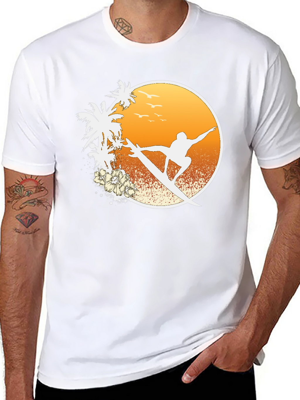 Surfer Sunset Graphic Tee - Beach Vibes T-Shirt