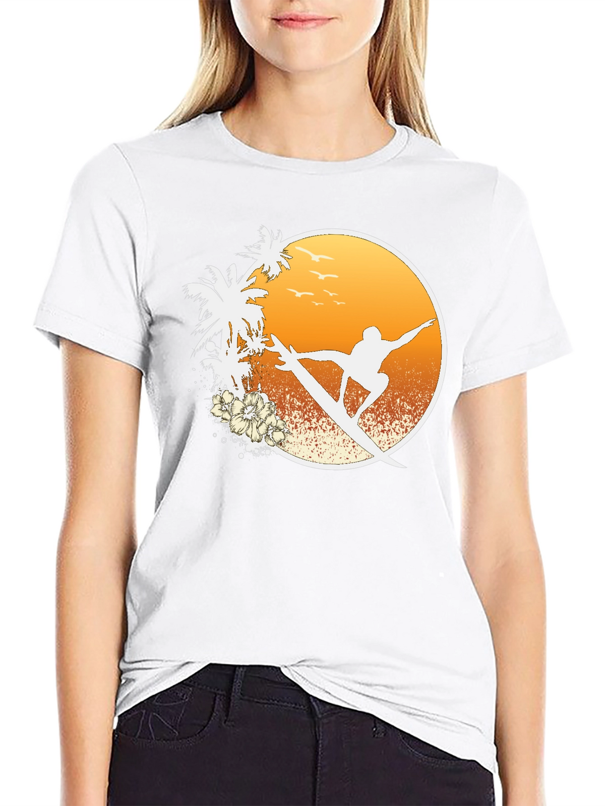 Surfer Sunset Graphic Tee - Beach Vibes T-Shirt