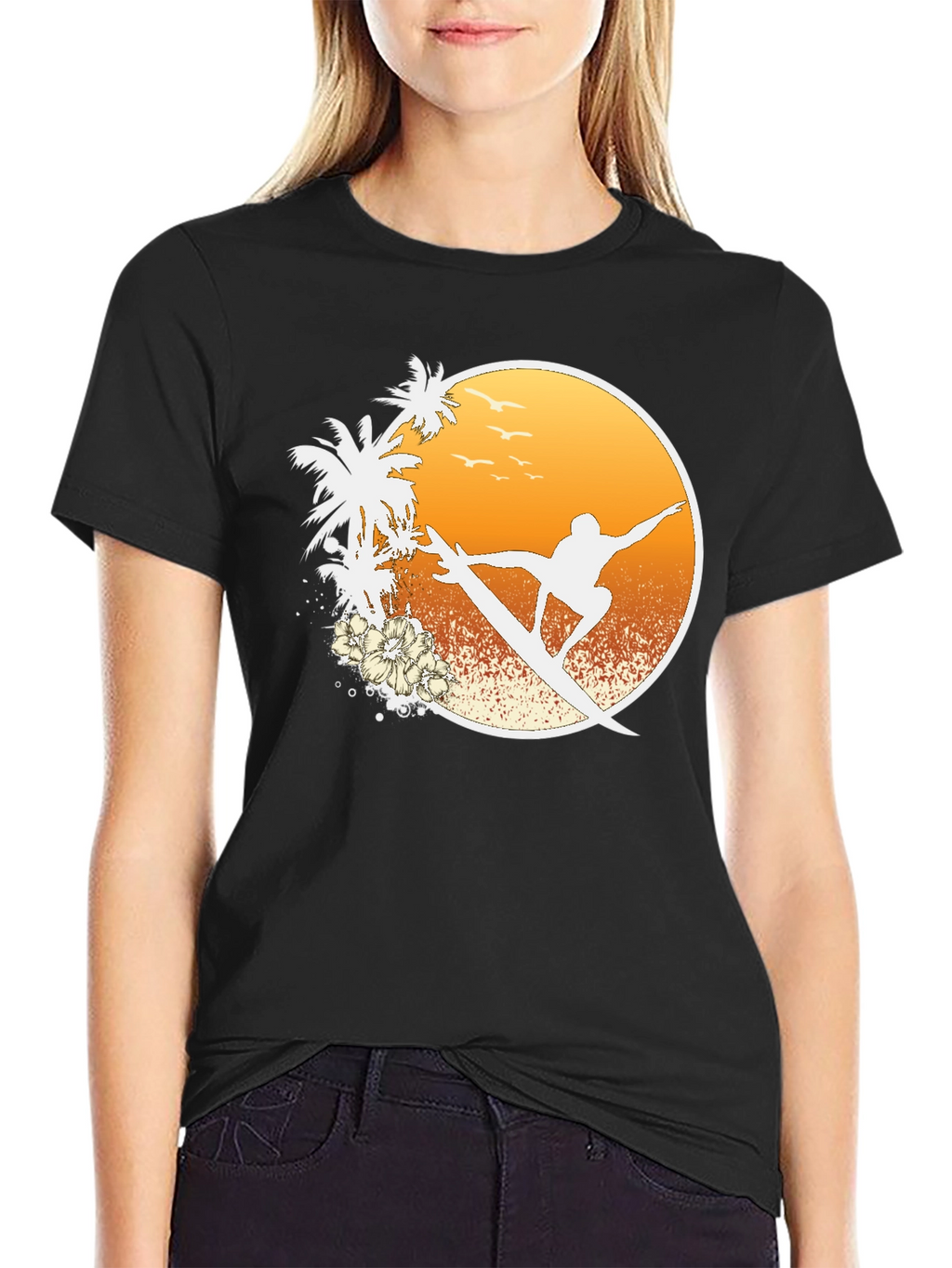 Surfer Sunset Graphic Tee - Beach Vibes T-Shirt