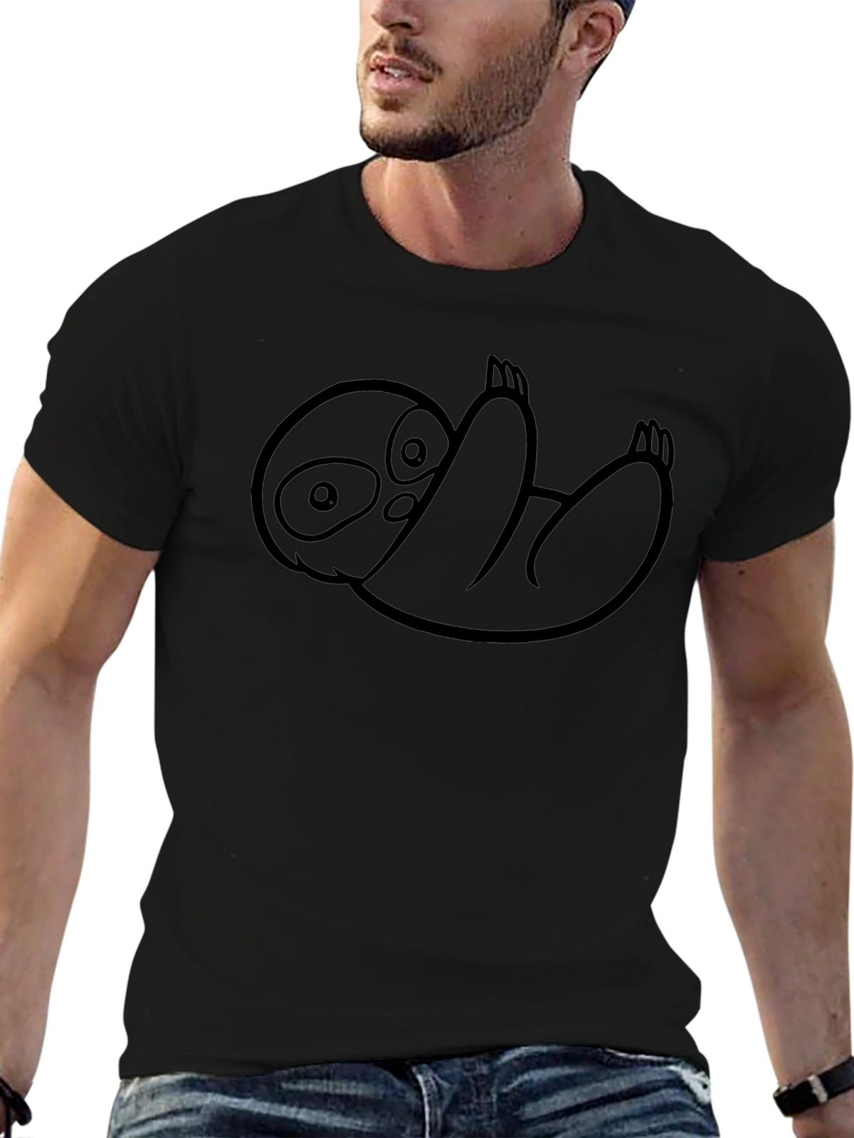 Sloth Graphic Tee - Relaxed Fit Black T-Shirt