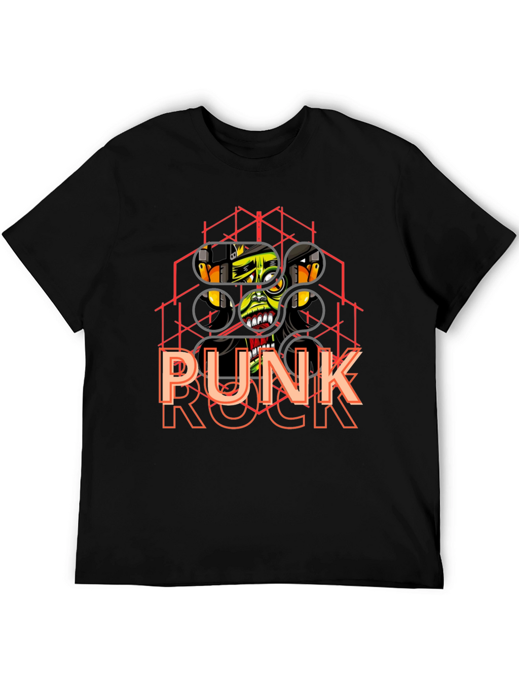 Punk Rock Graphic Tee - Black Cotton