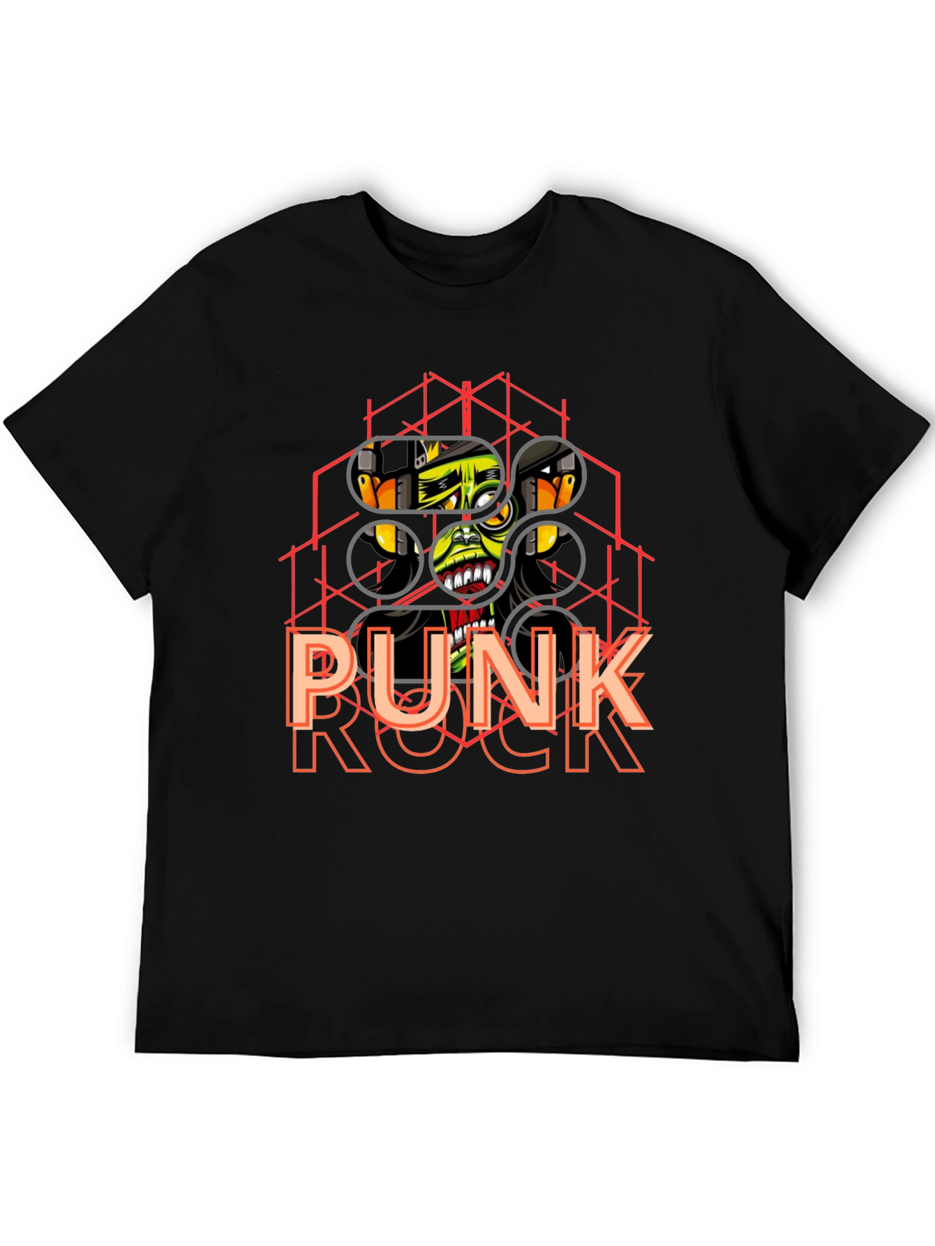Punk Rock Graphic Tee - Black Cotton