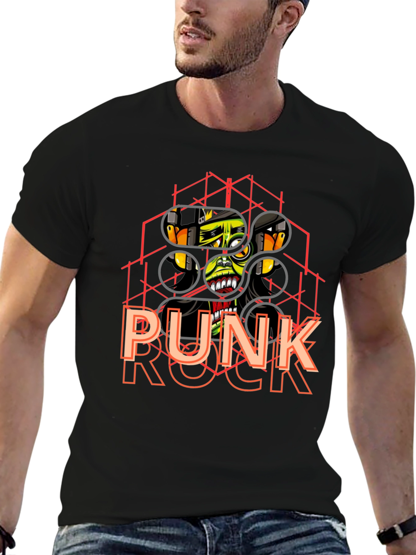Punk Rock Graphic Tee - Black Cotton