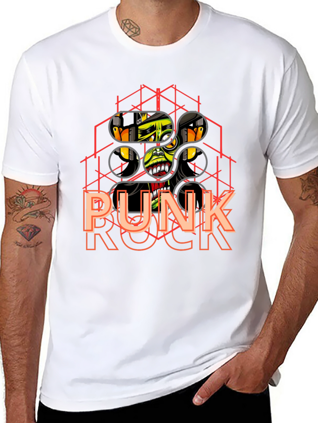 Punk Rock Graphic Tee - Black Cotton