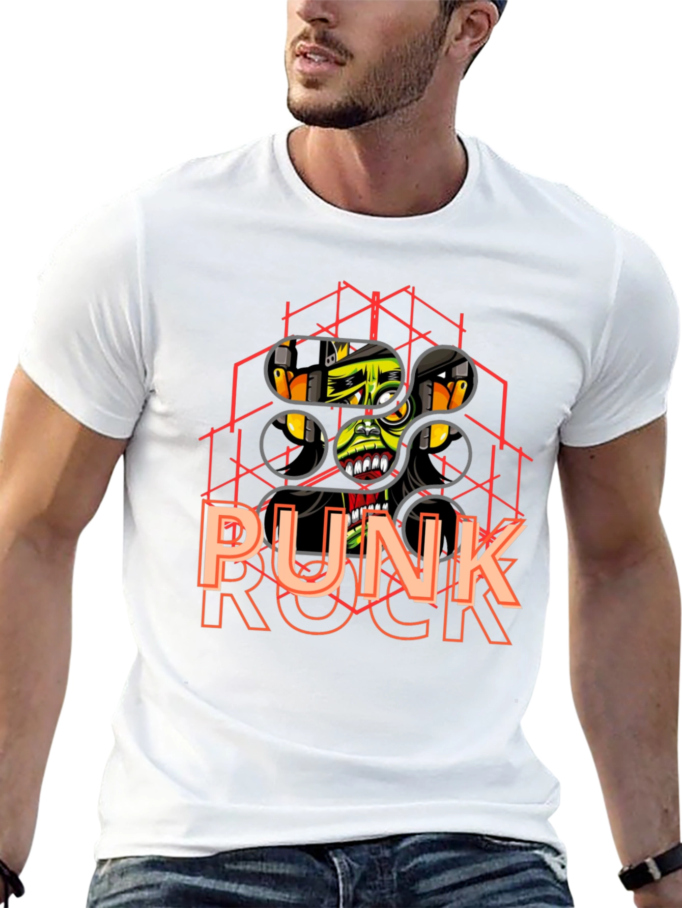 Punk Rock Graphic Tee - Black Cotton