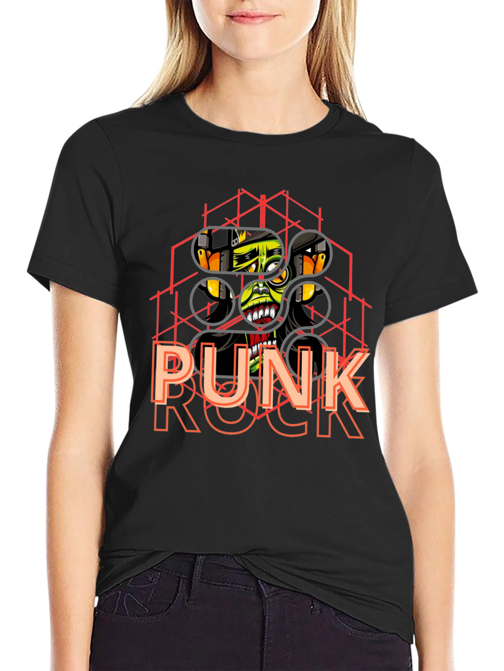 Punk Rock Graphic Tee - Black Cotton