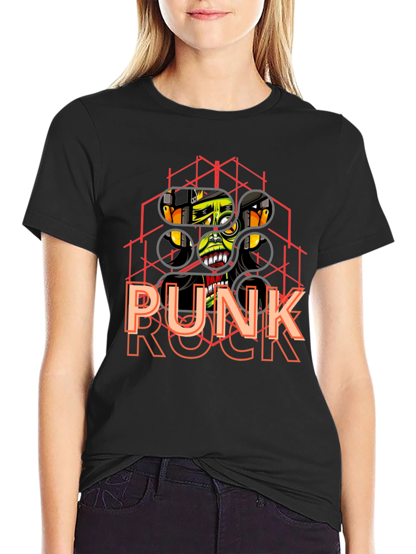 Punk Rock Graphic Tee - Black Cotton